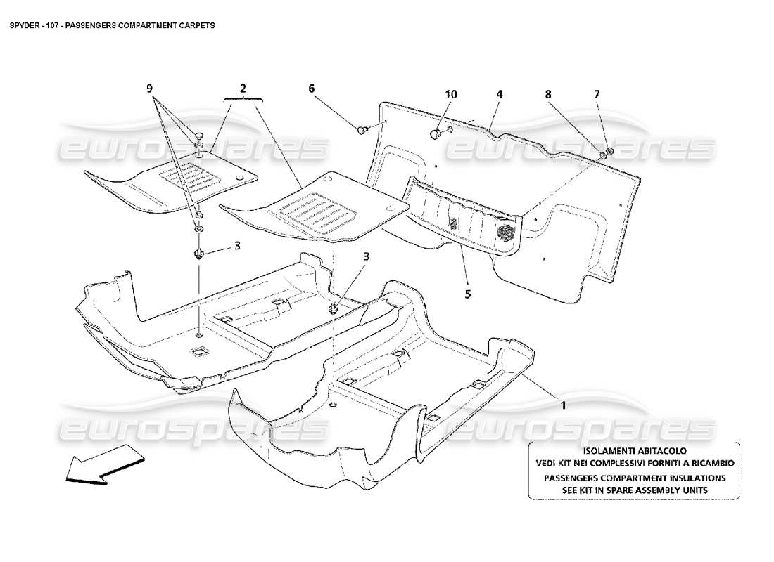 maserati 4200 spyder (2002) teppiche im fahrgastraum teilediagramm