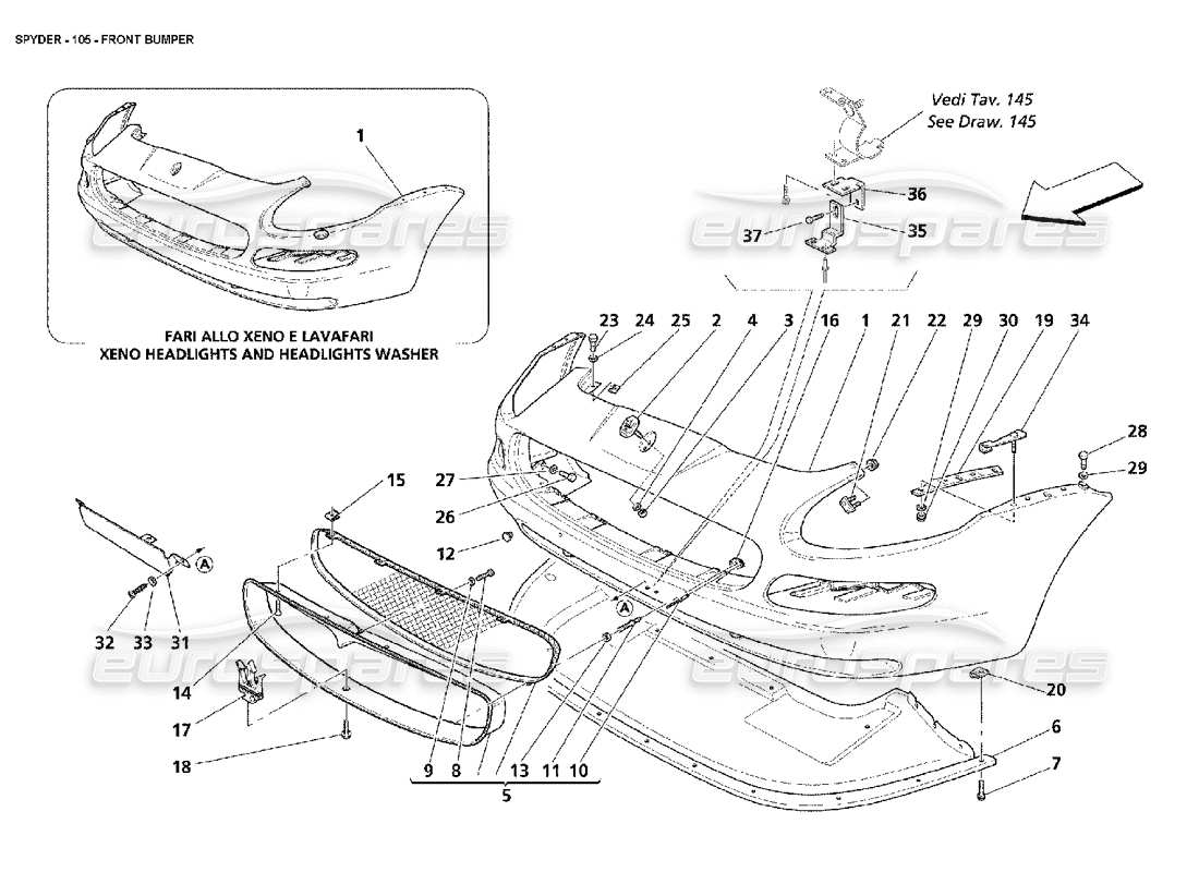 maserati 4200 spyder (2002) frontstoßstange teilediagramm
