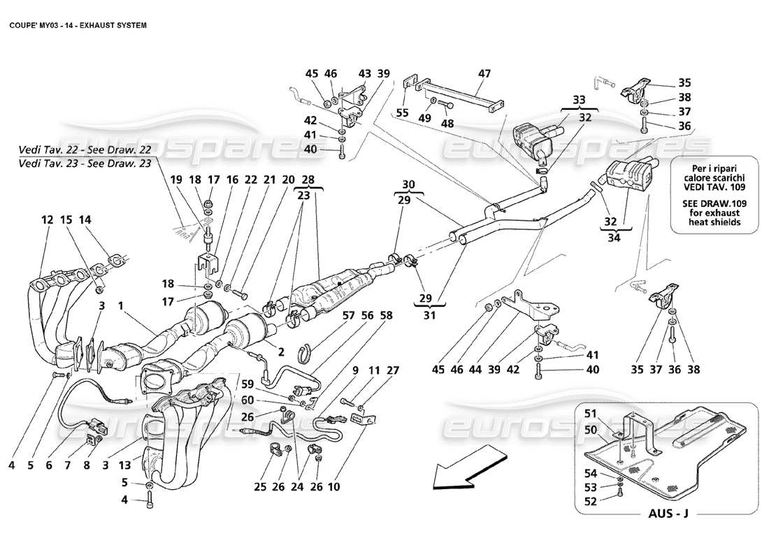 maserati 4200 coupe (2003) auspuffanlage teilediagramm