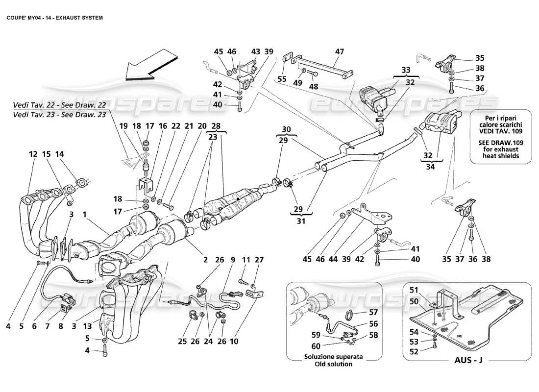 maserati 4200 coupe (2004) auspuffanlage teilediagramm