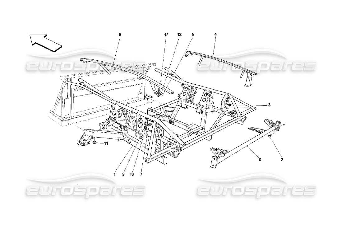 ferrari 512 m hinterer rahmen teilediagramm