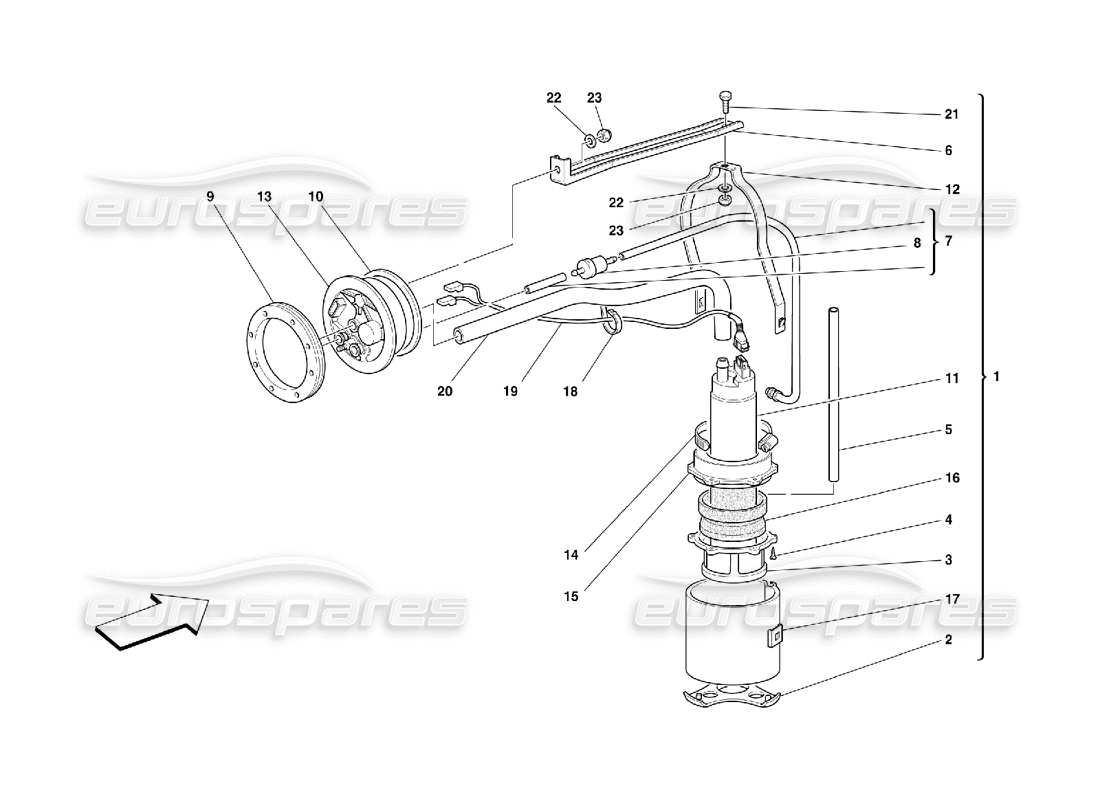 ferrari 456 m gt/m gta kraftstoffpumpe teilediagramm