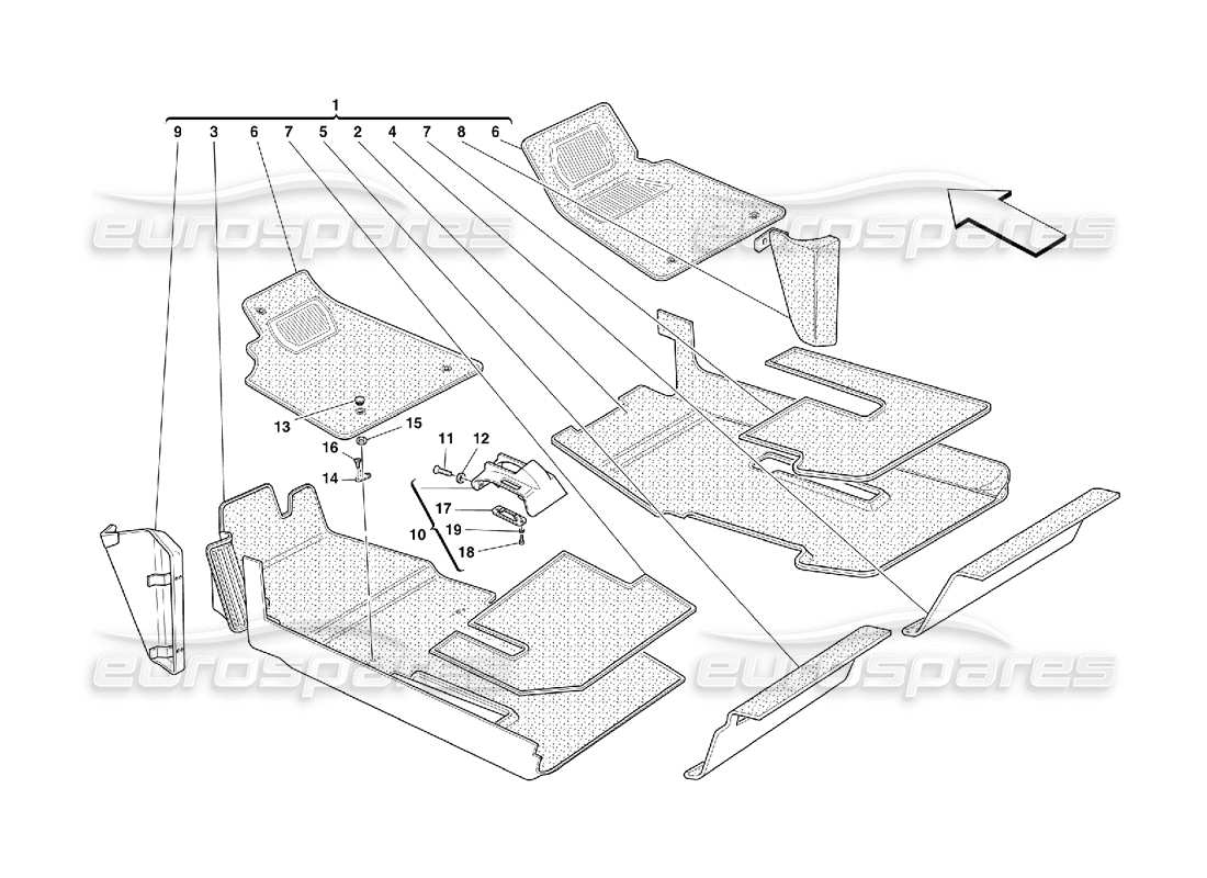 ferrari 456 m gt/m gta teilediagramm für polster und teppiche im fahrgastraum