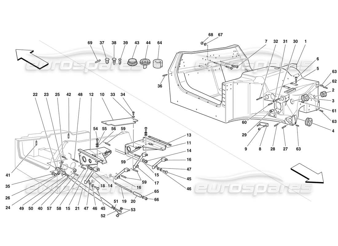 ferrari f50 rahmen und strukturen teilediagramm