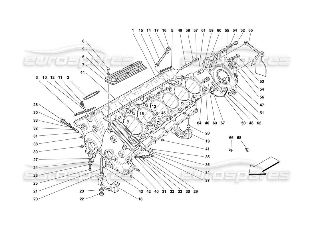 ferrari f50 kurbelgehäuse teilediagramm