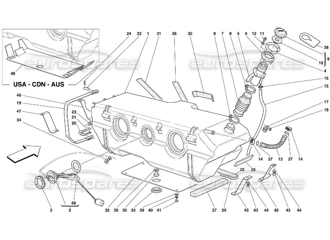 ferrari 456 m gt/m gta kraftstofftank - nicht für usa my 2000 und cdn my 2000 ersatzteildiagramm