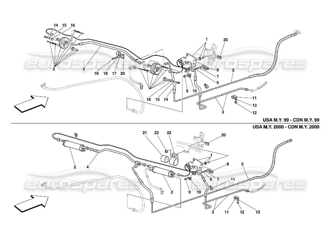 ferrari 550 maranello kraftstoffkühlsystem - gültig für usa my 99, usa my 2000, cdn my 99 und cdn my 2000 teilediagramm