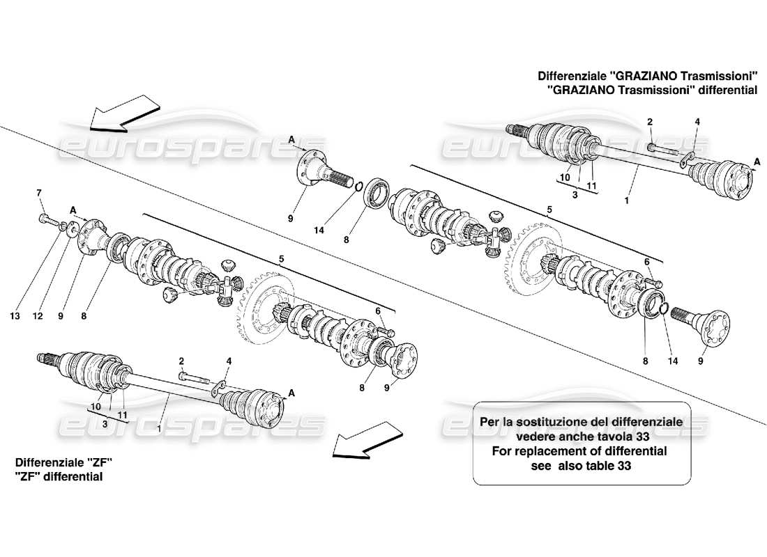 ferrari 456 m gt/m gta differential und achswelle - nicht für 456m gta-teilediagramm