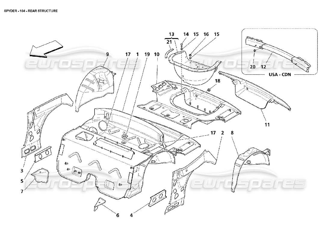 maserati 4200 spyder (2002) hintere struktur teilediagramm