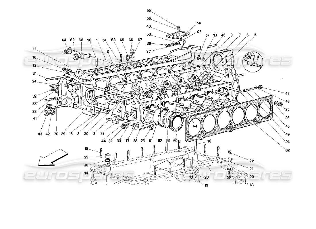 ferrari 512 m kurbelgehäuse teilediagramm