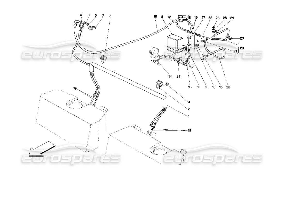 ferrari 512 m anti-verdunstungs-emissionskontrollsystem teilediagramm