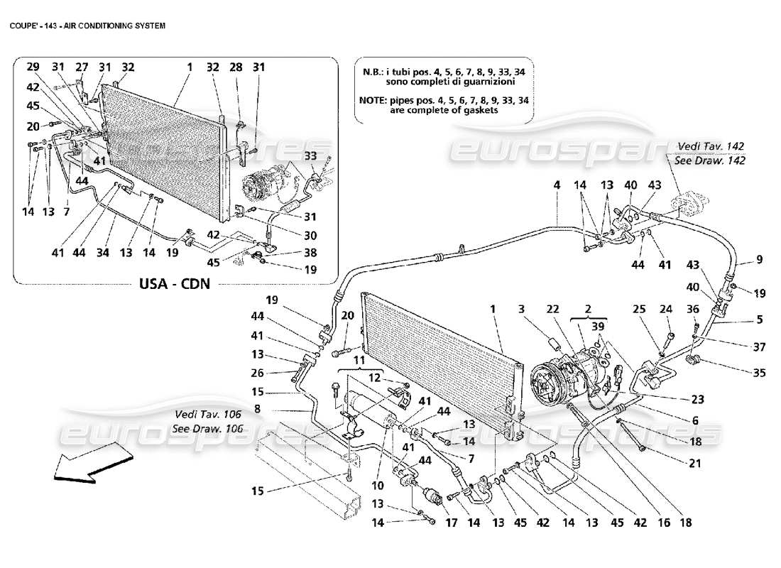 maserati 4200 coupe (2002) teilediagramm der klimaanlage