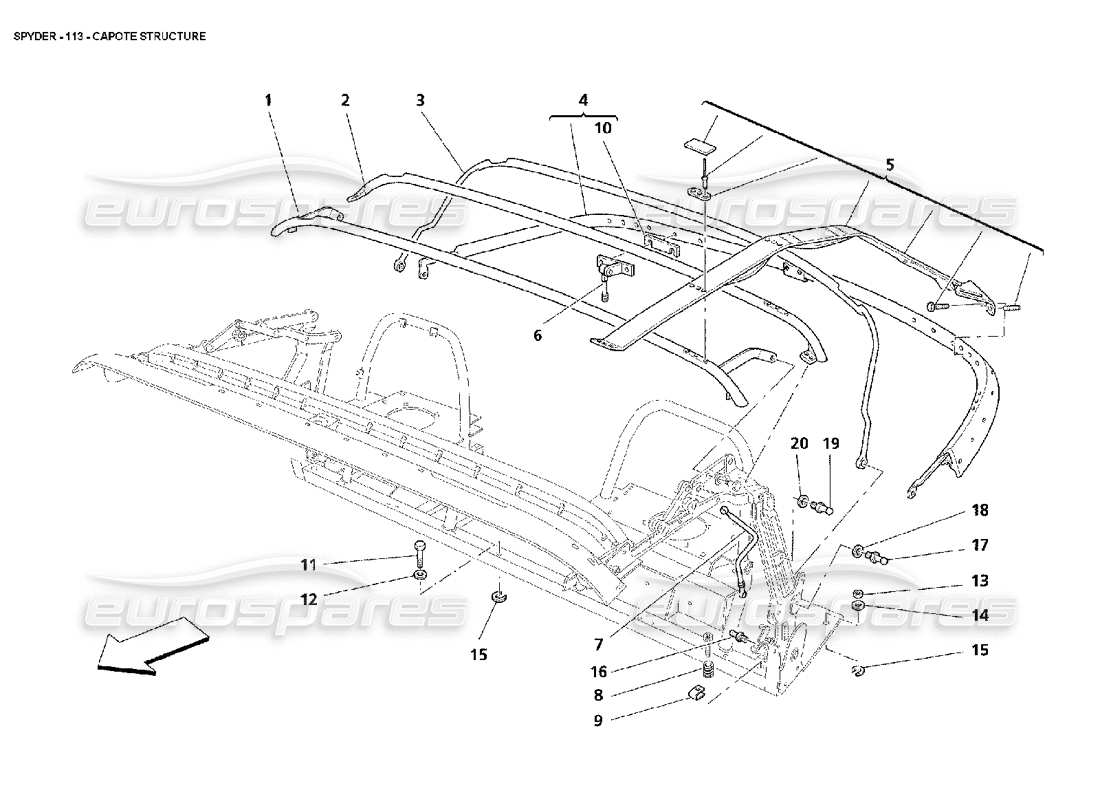 maserati 4200 spyder (2002) capote-struktur teilediagramm