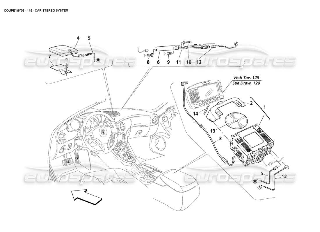 maserati 4200 coupe (2003) auto-stereoanlage teilediagramm