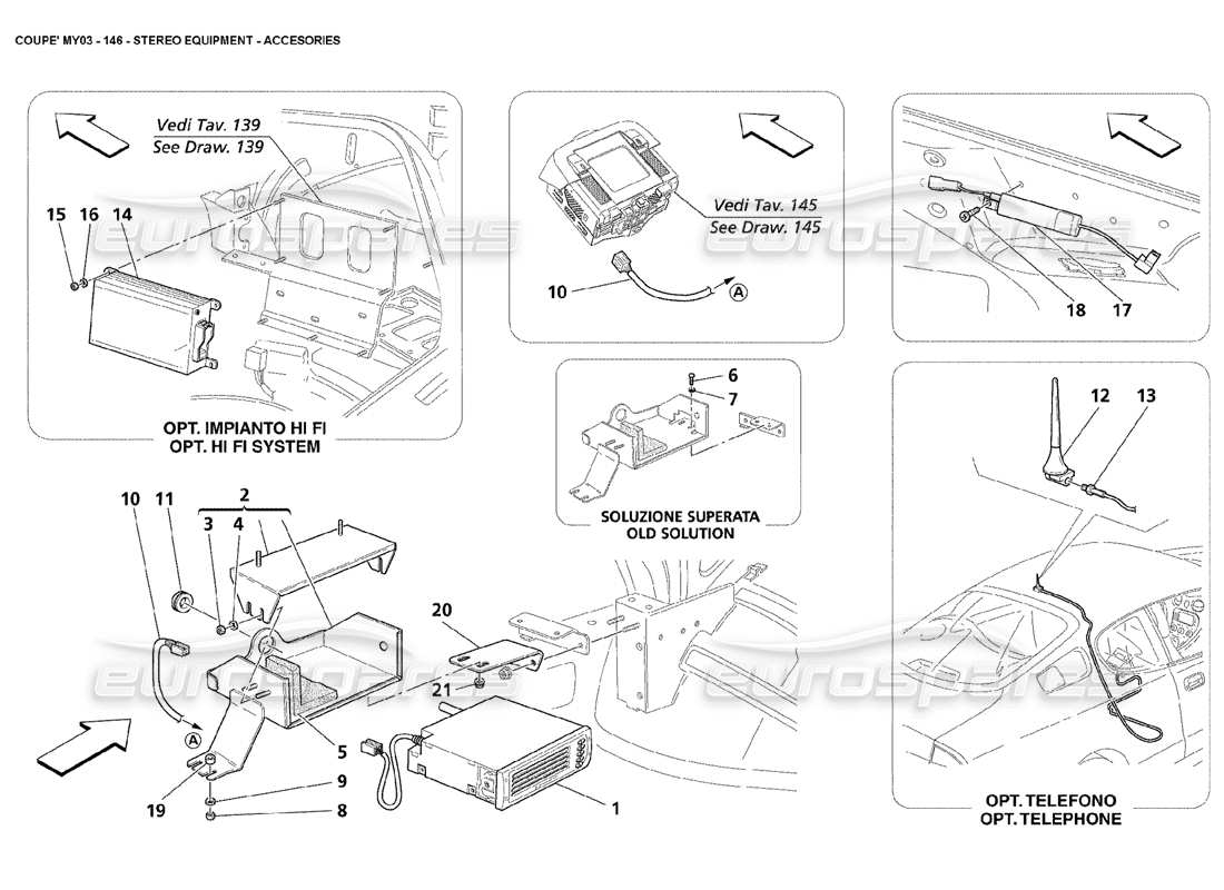 maserati 4200 coupe (2003) stereoanlage - zubehörteile-diagramm