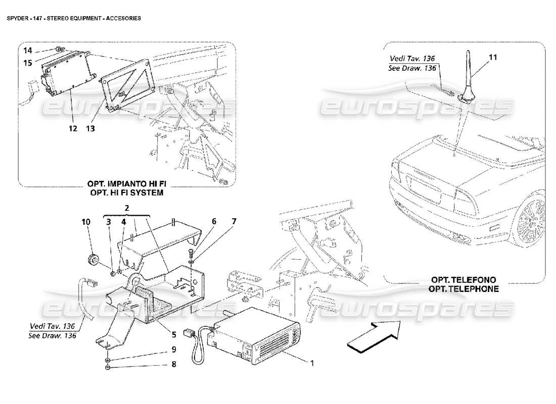 maserati 4200 spyder (2002) stereoanlage - zubehör teilediagramm