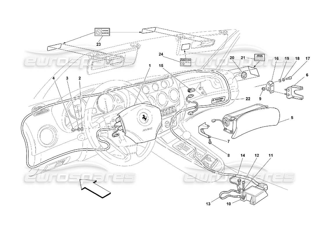 ferrari 550 maranello airbag-teilediagramm