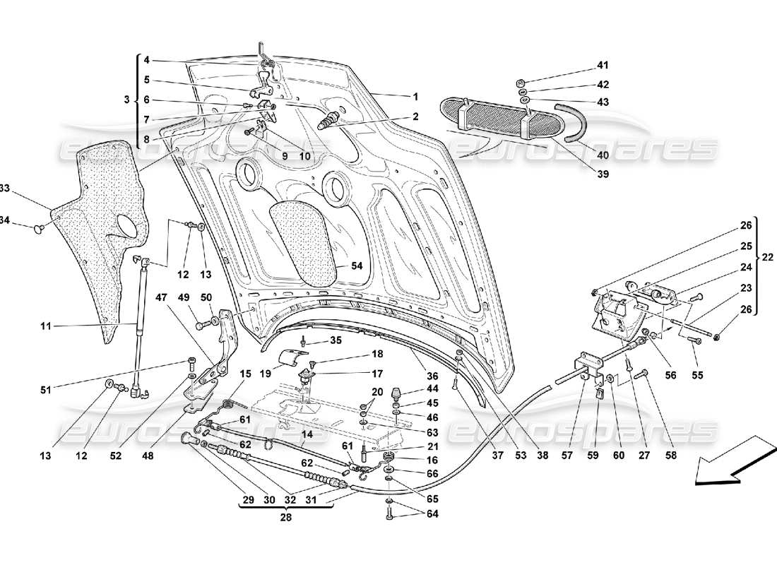 ferrari 550 maranello teilediagramm der motorhaube