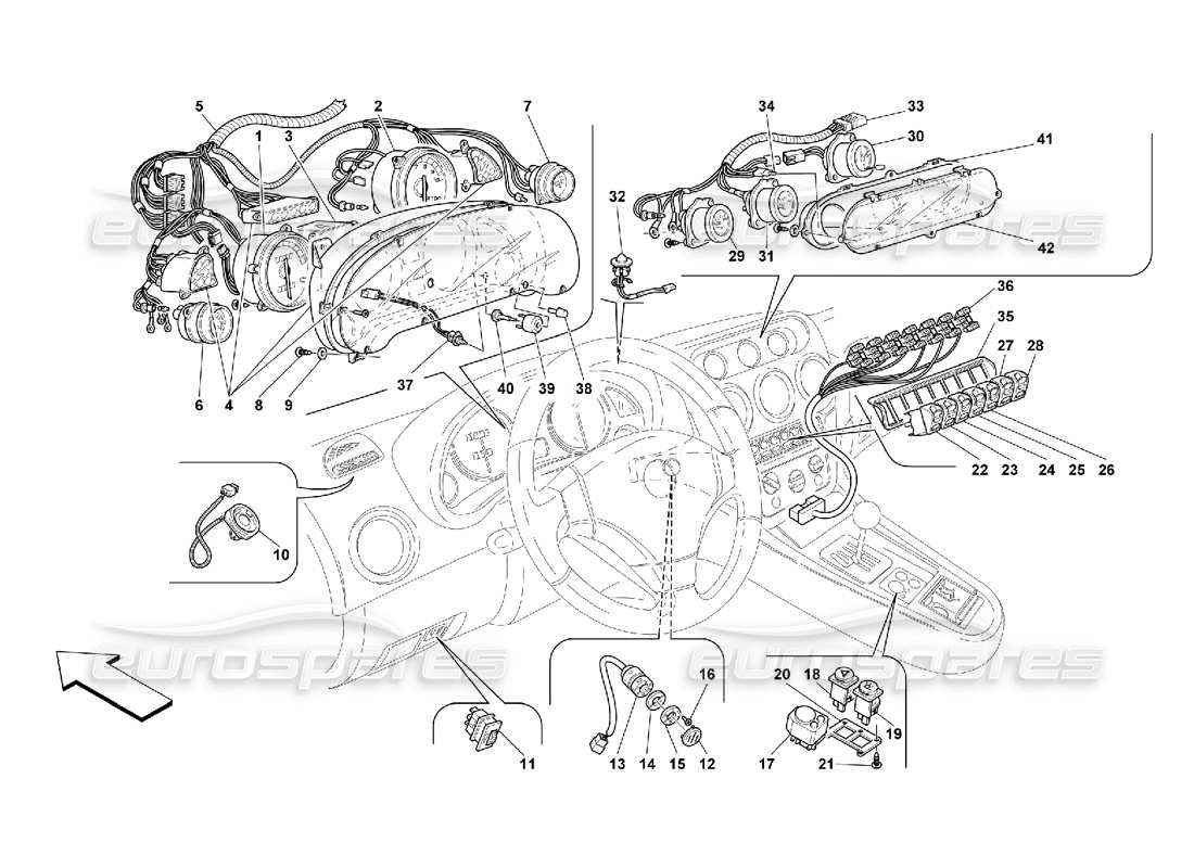 ferrari 550 maranello instrumente teilediagramm