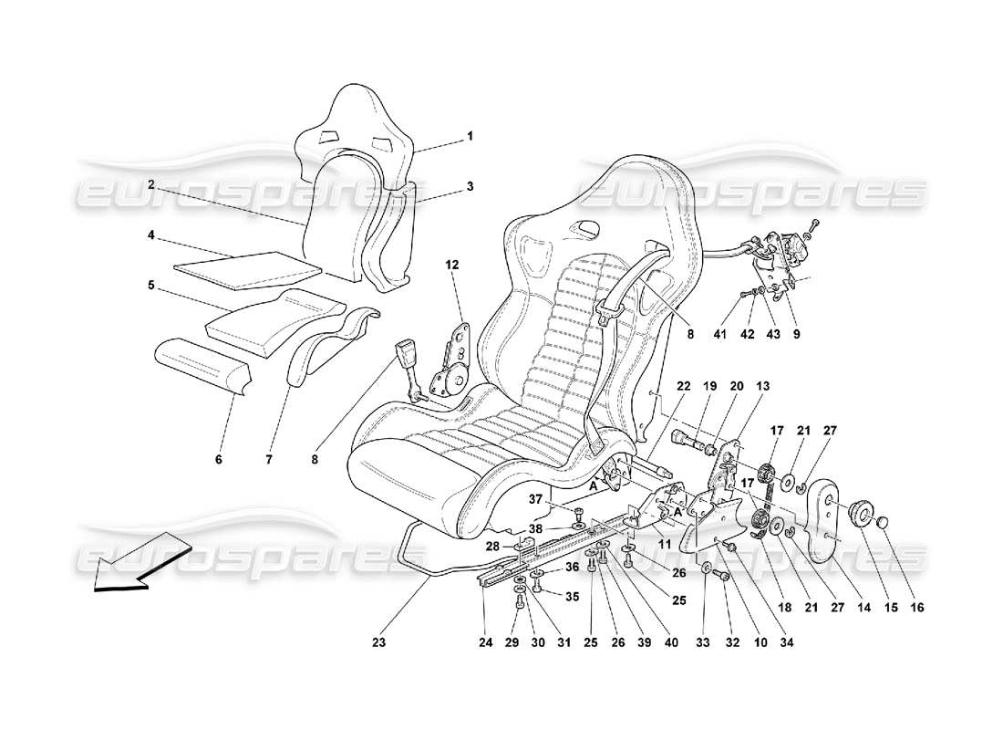 ferrari 550 maranello sitz- und sicherheitsgurte - sportteildiagramm
