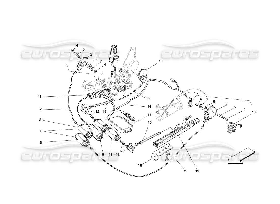 ferrari 456 m gt/m gta teilediagramm des vordersitzbewegungssystems