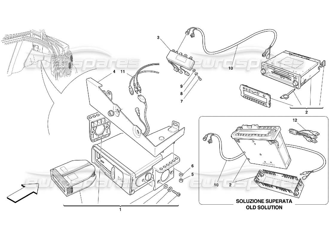 ferrari 456 m gt/m gta teilediagramm für stereoanlagen