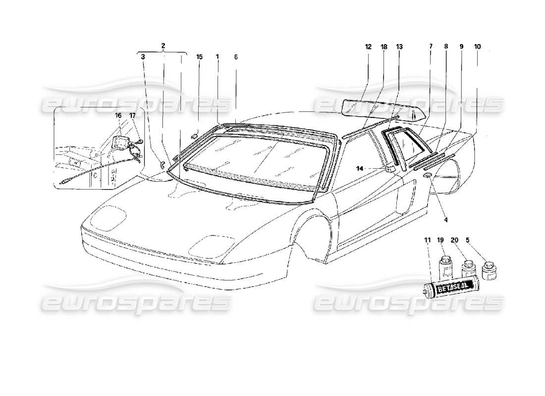 ferrari 512 m windows-teilediagramm