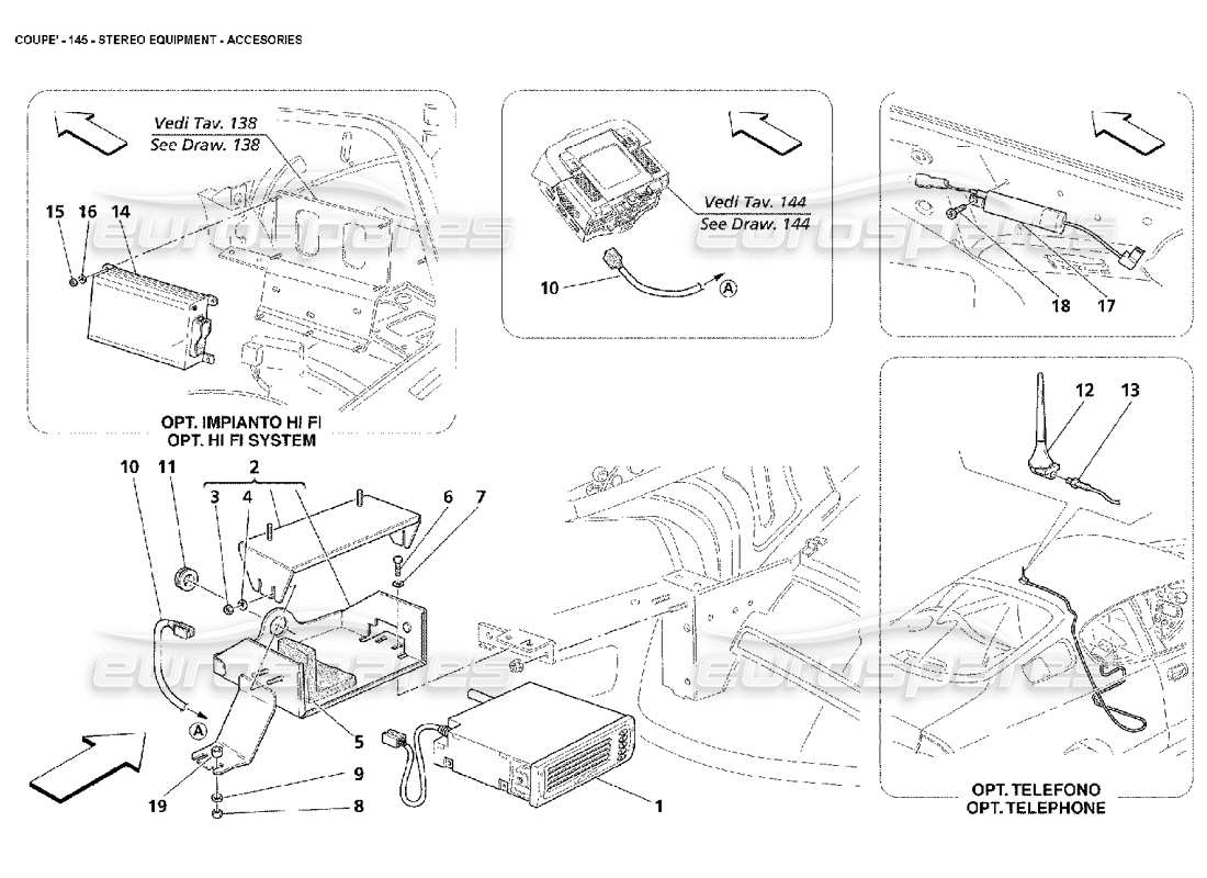 maserati 4200 coupe (2002) stereoanlage - zubehörteile-diagramm