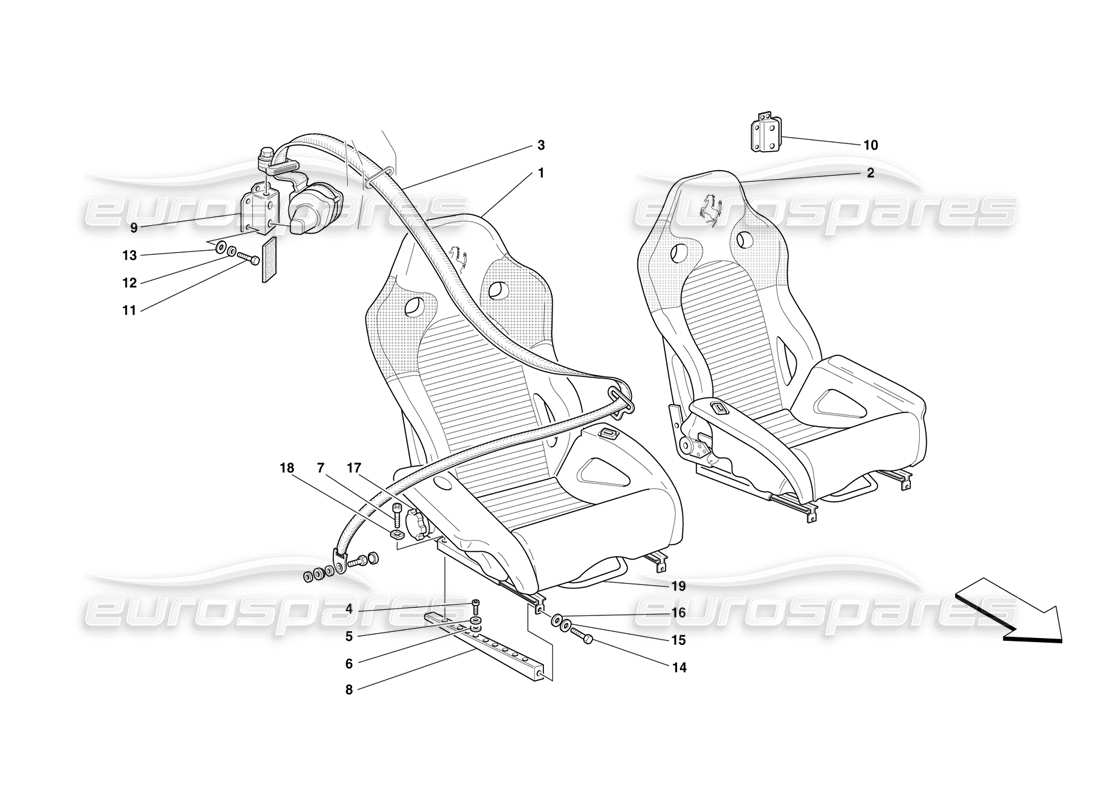 ferrari f50 sitze und sicherheitsgurte -nicht für usa- teilediagramm
