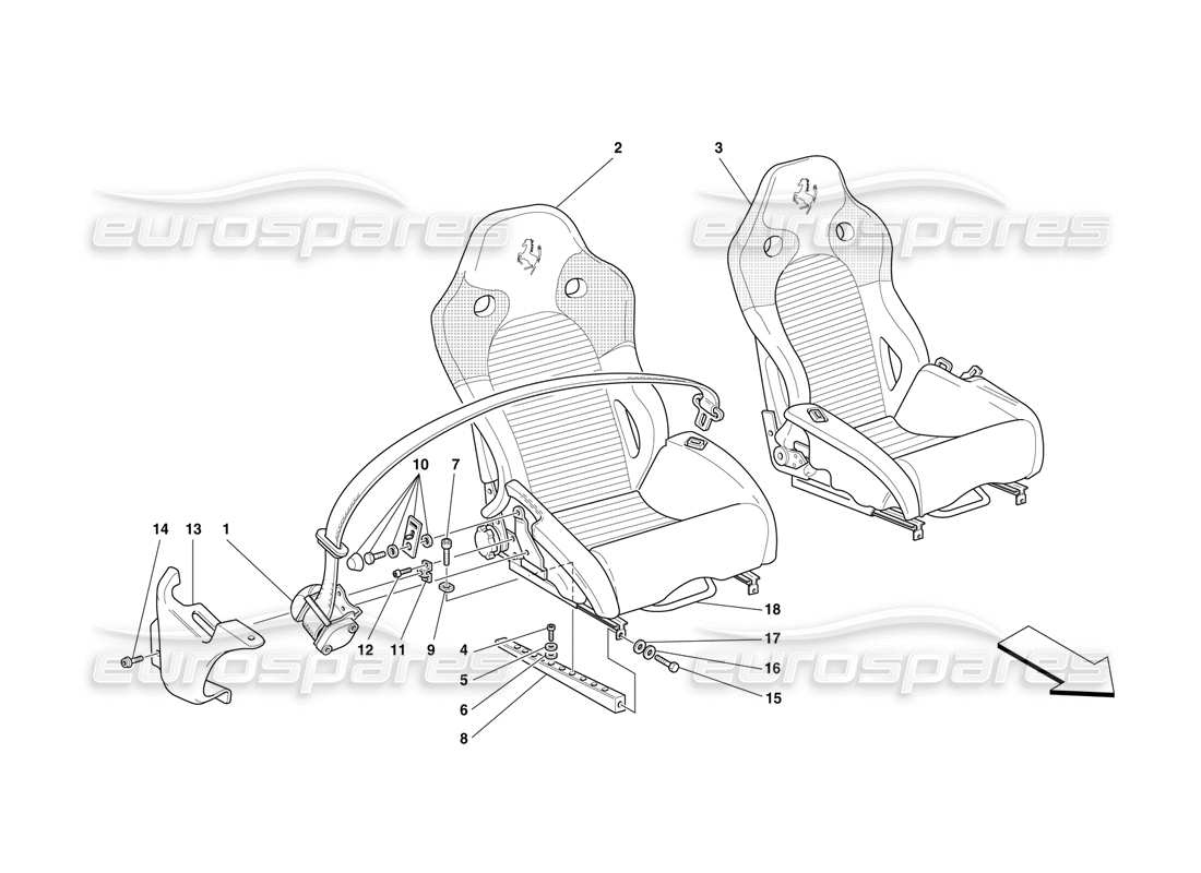 ferrari f50 sitze und sicherheitsgurte -gültig für die usa- teilediagramm