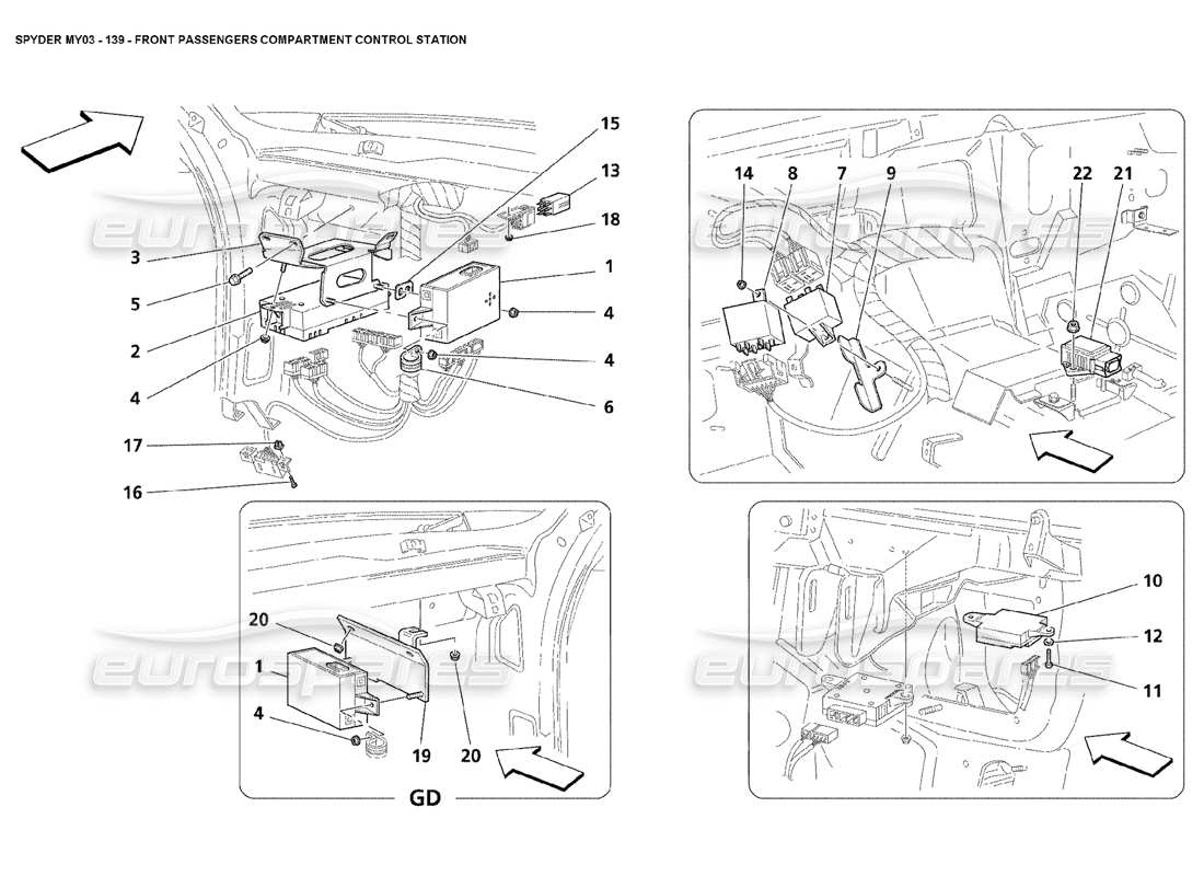 ein Teilediagramm aus dem Maserati 4200 Spyder (2003) Teilekatalog