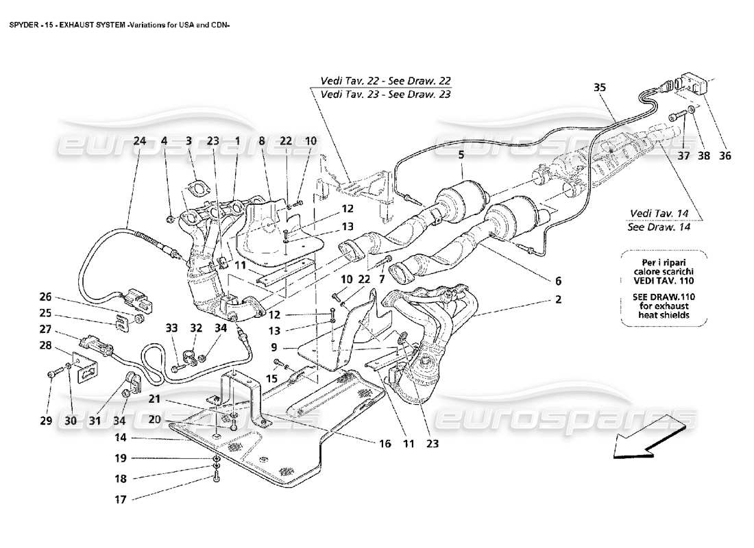 ein Teilediagramm aus dem Maserati 4200 Spyder (2002) Teilekatalog