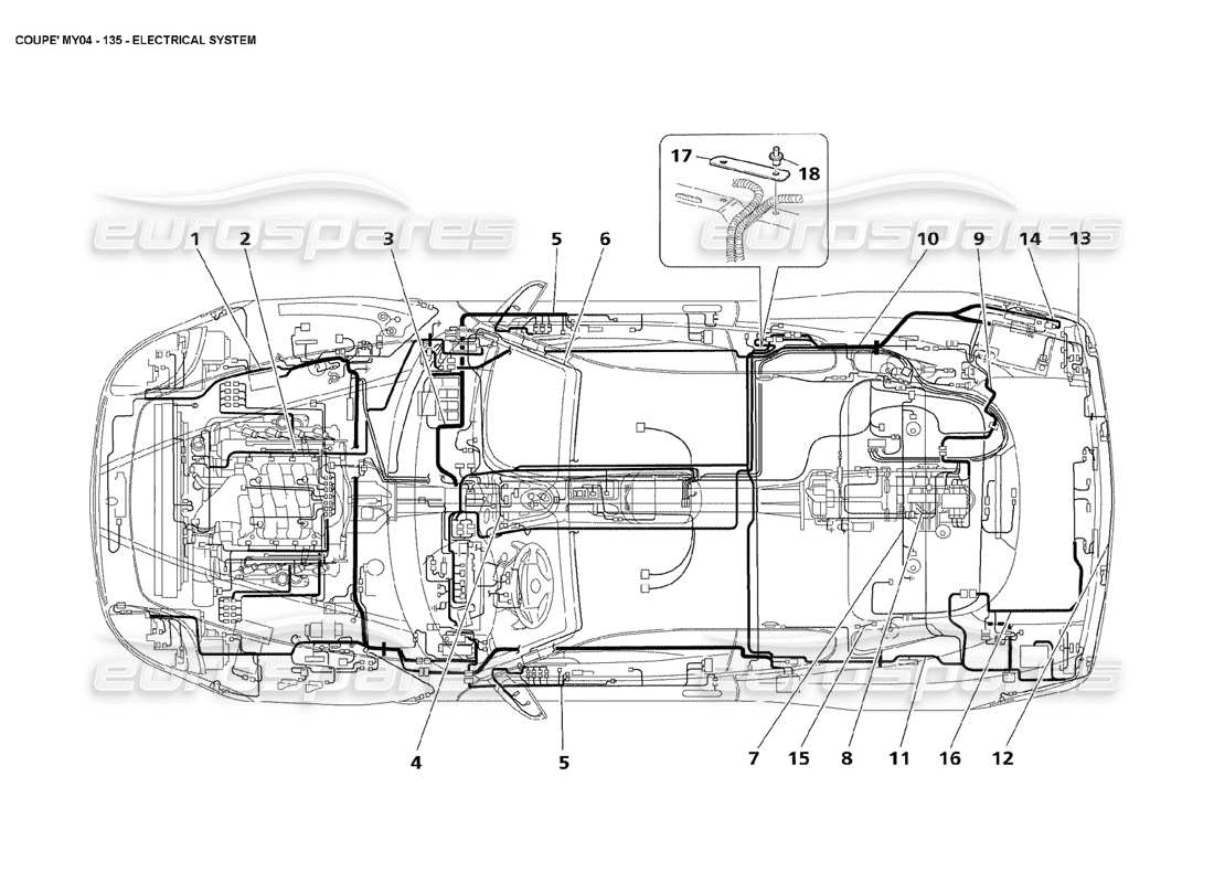 maserati 4200 coupe (2004) teilediagramm des elektrischen systems
