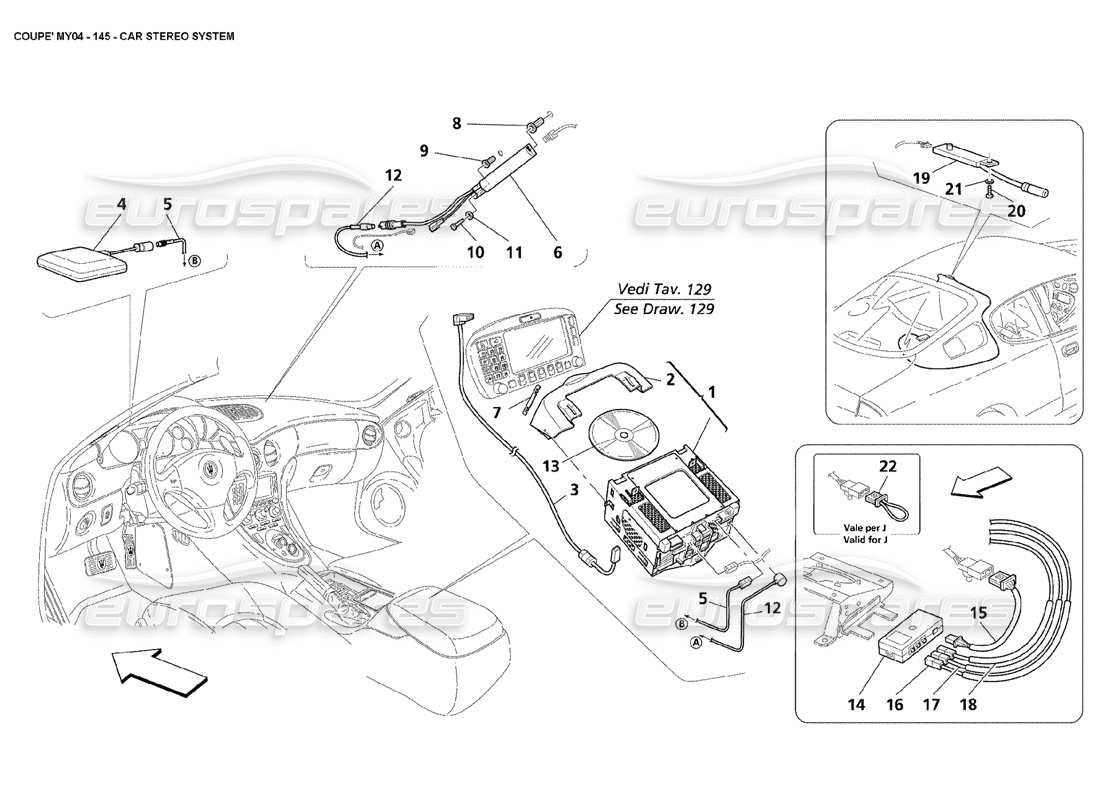 maserati 4200 coupe (2004) teilediagramm für auto-stereoanlage
