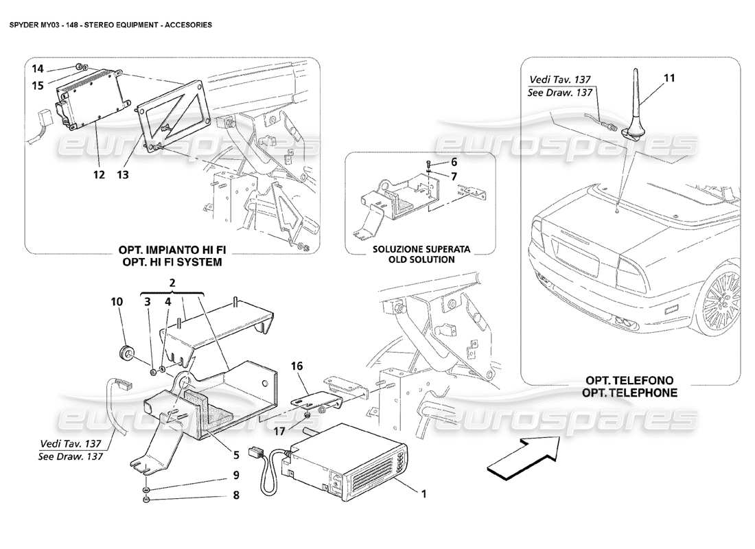 maserati 4200 spyder (2003) autoradio-zubehör teilediagramm