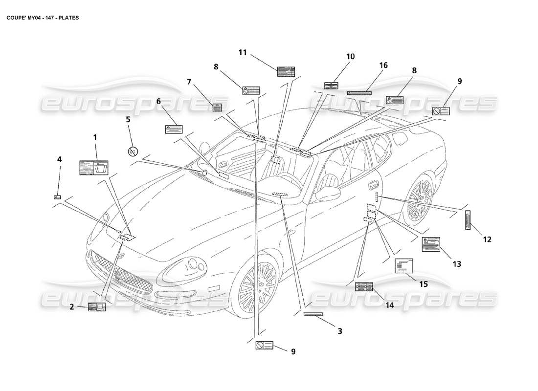 maserati 4200 coupe (2004) platten teilediagramm