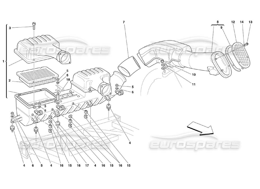 ein Teilediagramm aus dem Ferrari 360 Challenge Stradale-Teilekatalog
