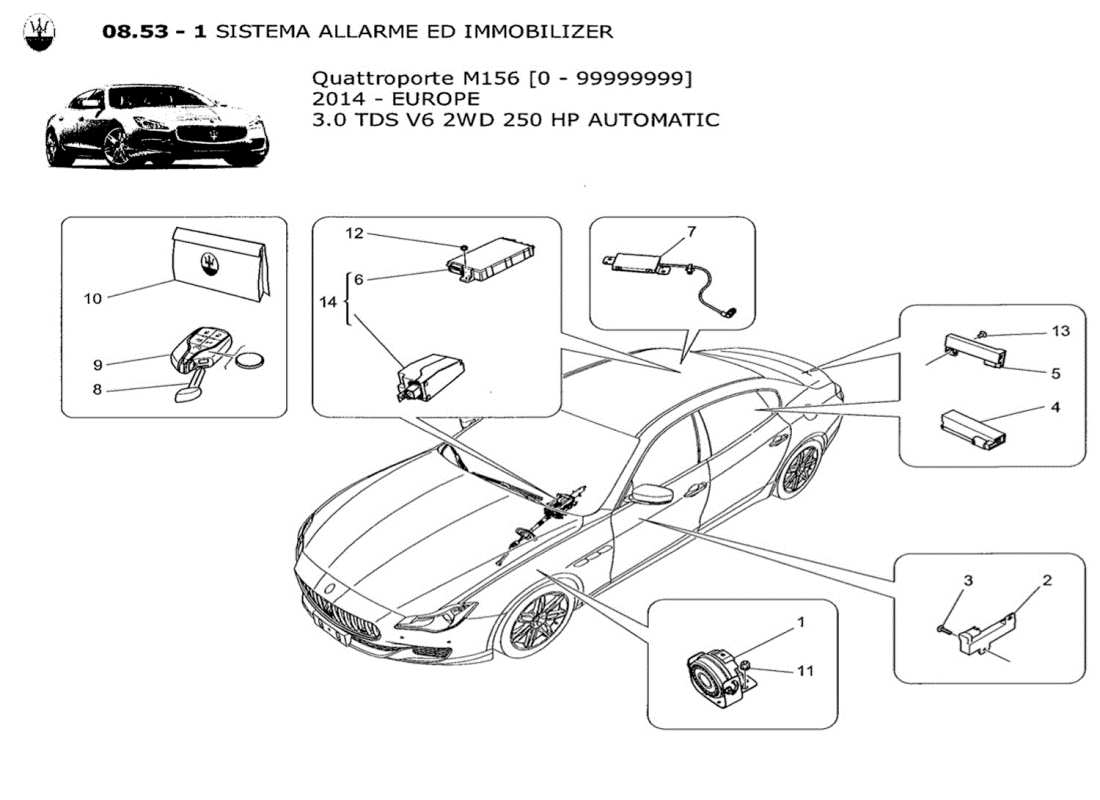 eine teilezeichnung aus dem maserati qtp. v6 3.0 tds 250bhp 2014 teilekatalog