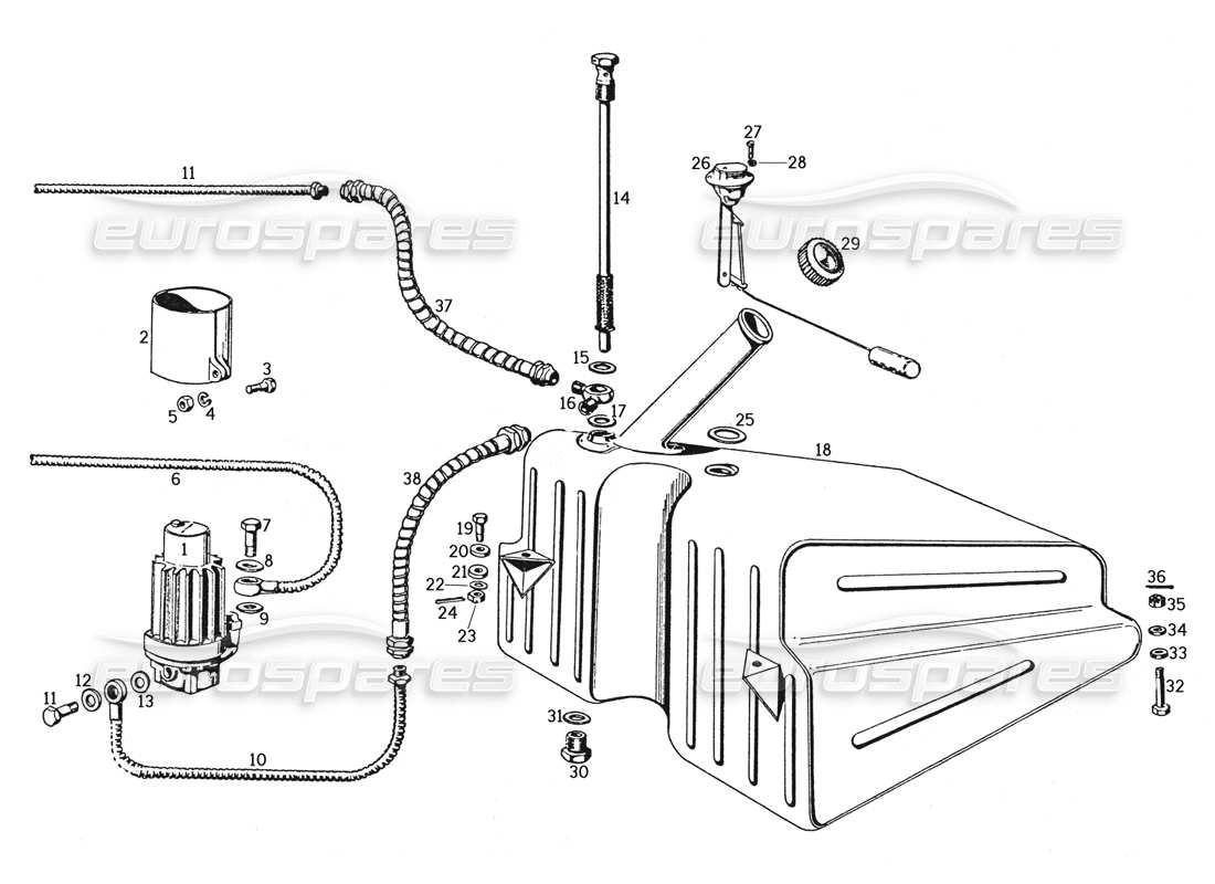 eine teilezeichnung aus dem ferrari 250 gte (1957) teilekatalog