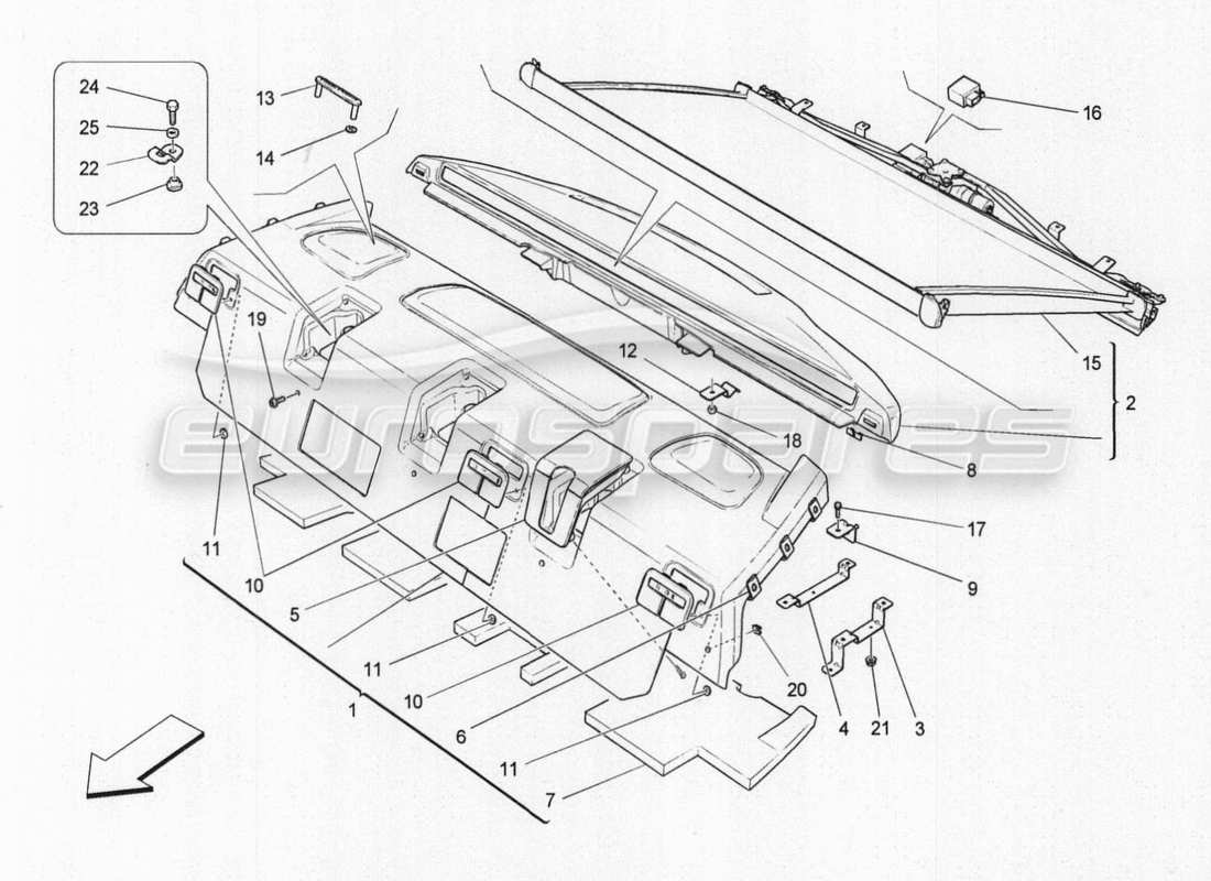 ein Teilediagramm aus dem Maserati QTP. V8 3.8 530bhp Auto 2015 Teilekatalog