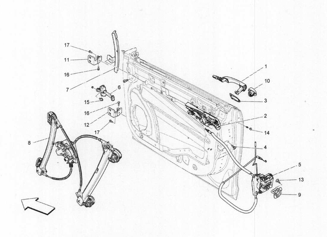 ein Ersatzteildiagramm aus dem Maserati QTP. V6 3.0 BT 410bhp 2015 Ersatzteilkatalog