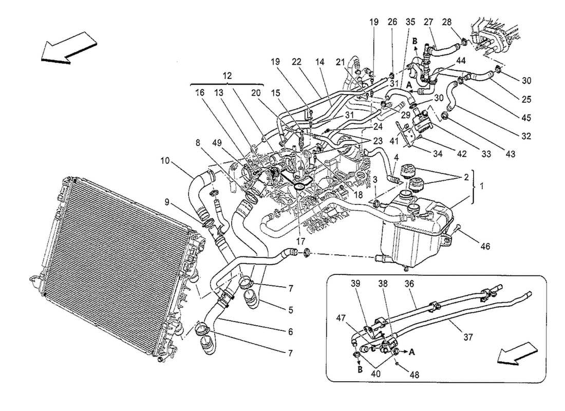 ein Teilediagramm aus dem Maserati QTP. V8 3.8 530bhp 2014 Teilekatalog