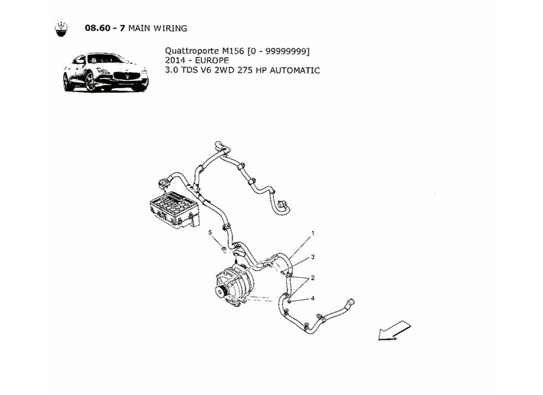 ein Teilediagramm aus dem Maserati QTP. V6 3.0 TDS 275bhp 2014 Teilekatalog