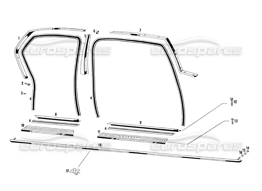 eine teilezeichnung aus dem maserati quattroporte (1967-1979) teilekatalog