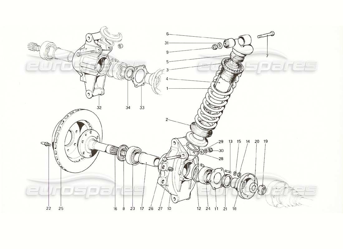 ein Teilediagramm aus dem Ferrari 308 GT4 Dino (1976) Teilekatalog