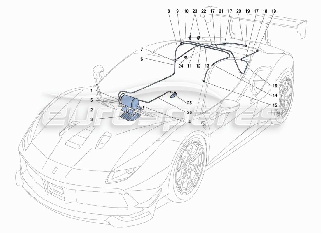 eine teilezeichnung aus dem ferrari 488 challenge teilekatalog