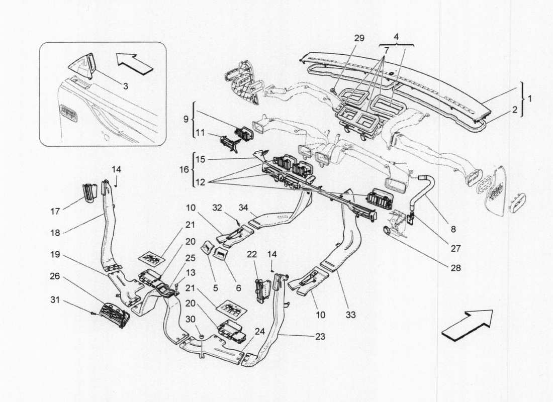 ein Teilediagramm aus dem Maserati QTP. V6 3.0 TDS 275bhp 2017 Teilekatalog