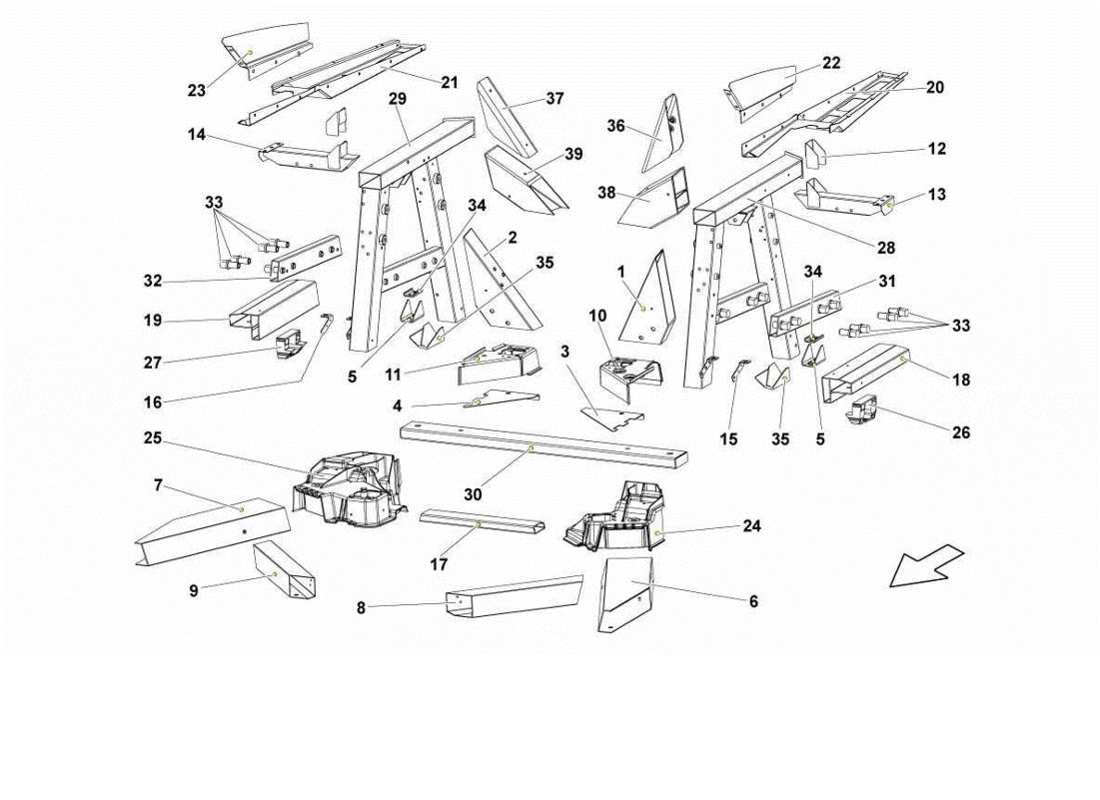 ein Teilediagramm aus dem Lamborghini Gallardo LP570-4s Perform-Teilekatalog