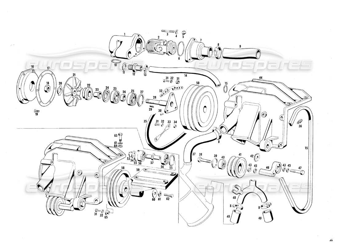 eine teilezeichnung aus dem maserati qtp.v8 4.7 (s1 & s2) 1967 teilekatalog