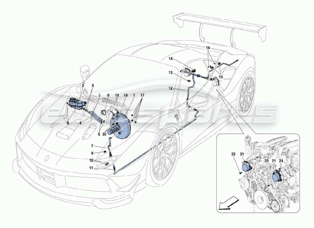 eine teilezeichnung aus dem ferrari 488 challenge teilekatalog